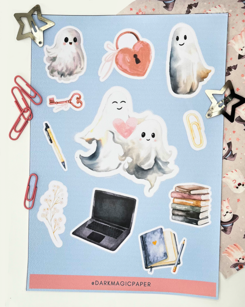 Cartela de adesivos Fantasmas Apaixonados